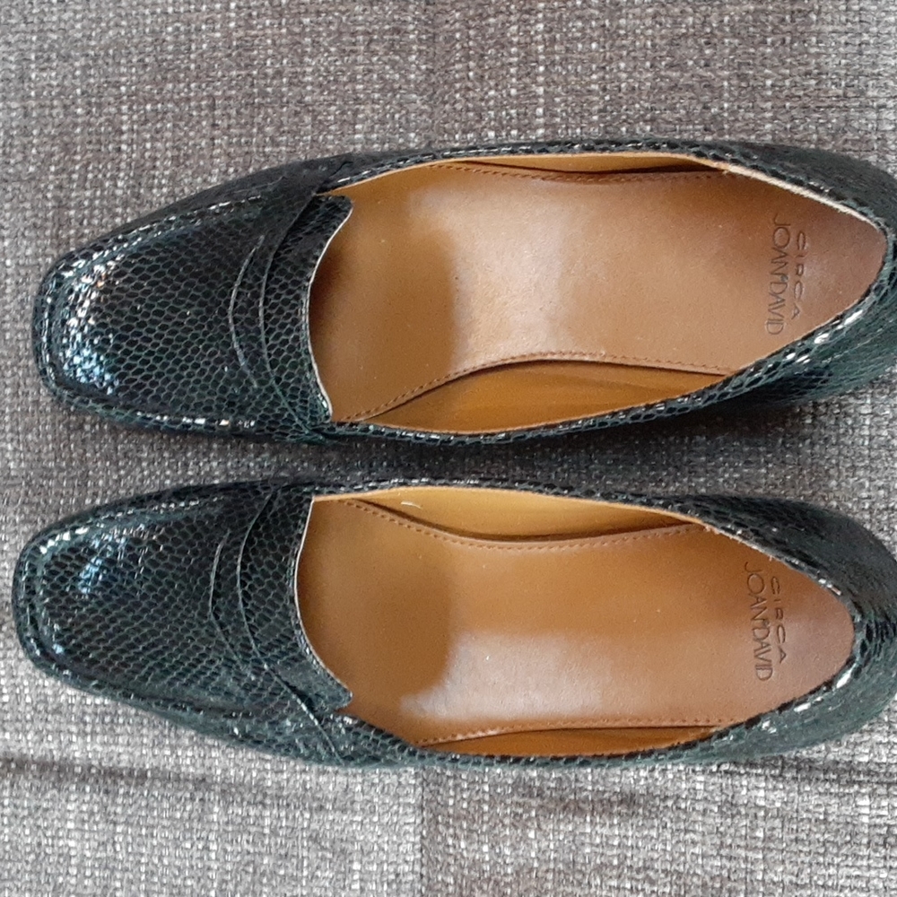 Joan and David Black snakeskin loafers
